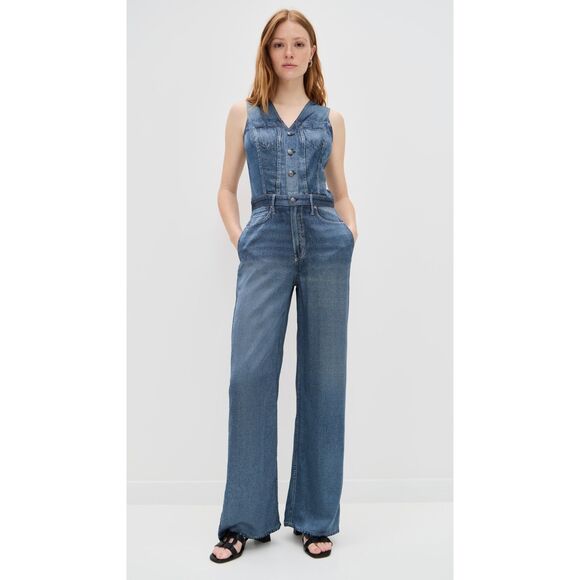 New $388 RAG & BONE Women's Blue Miramar Satin Sleeveless Jumpsuit size 8 - Picture 1 of 9